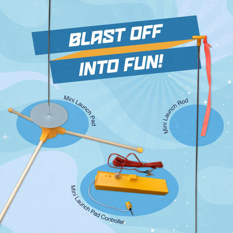 Mini Engine Launch System With Pad And Controller For Tiny Rocket Models Easy Diy Rocket Kit Accessory Great For Ages 10 And Up Perfect For At Home School Projects And Fun Rocketry showing launch pad, rod, and controller components.