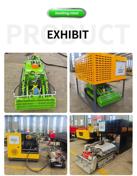 Exhibition of Industrial Sludge Removal Robot For Tanks Drainage Channels Pipelines And Waterways Remote Controlled Dredging Machine