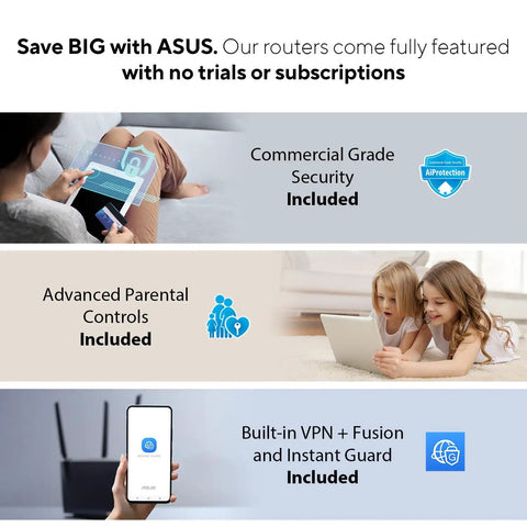 WiFi 6 Router With Extendable Antennas For Fast Gaming And 4K Streaming MU MIMO And OFDMA Tech AiMesh Compatible