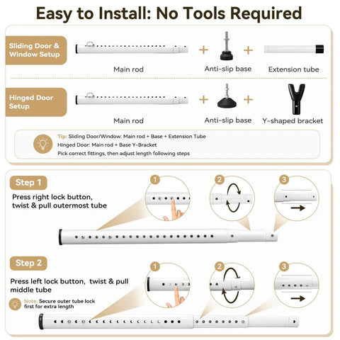 Installation guide for 2-In-1 Door And Window Security Bar Locks It Down With Anti-Theft Blocker For Sliding Glass Patio Doors Plus Windows.
