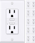 Ultra Slim GFCI Outlet 15 Amp With LED Indicator And Ground Fault Protection No Brainer GFCI Receptacle Non Tamper Resistant Wall Plate Included ETL Certified White 10 Pack