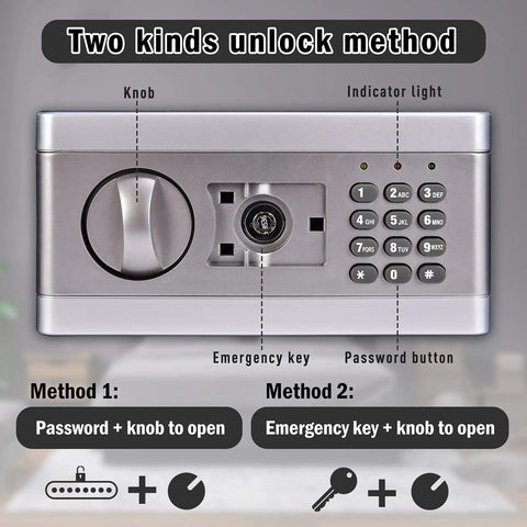 Heavy Duty Safe Box Security Cabinet With Digital Keypad Alarm LED Indicator And Triple Lock Core Anti Theft Method Display