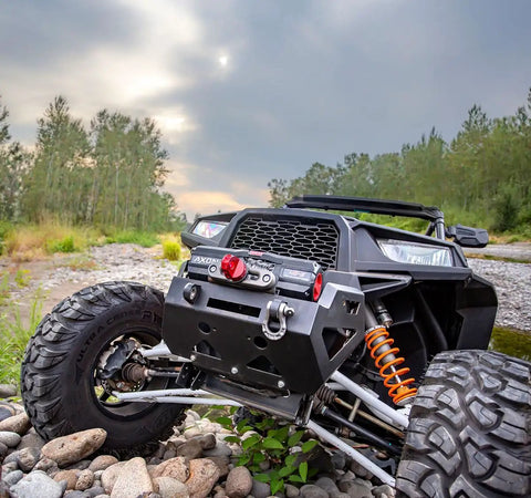 Off-road vehicle with ProLink XTV Shackle D Ring Winch Hook Replacement For Steel Cables And Synthetic Ropes Up To Five Sixteenth Inch