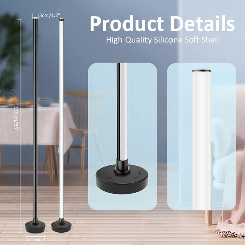 Product details of a 54in RGBIC Corner Floor Lamp with remote and app control, silicone soft shell, for bedroom and living room decor.