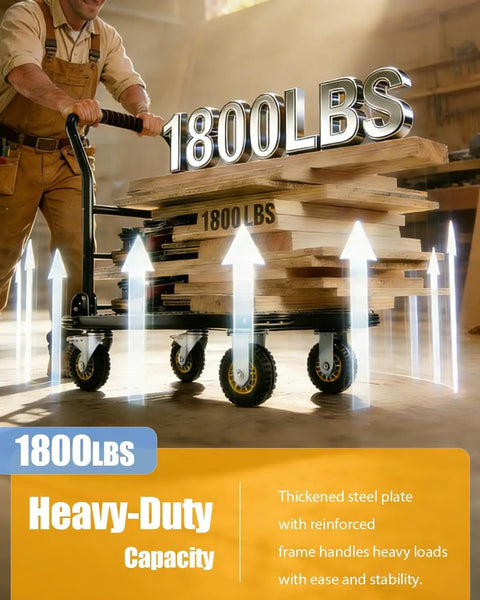 Heavy Duty 1800 Lb Capacity Platform Workhorse Cart With 36 By 24 Inch Platform 6 Inch Swivel Wheels With Brakes