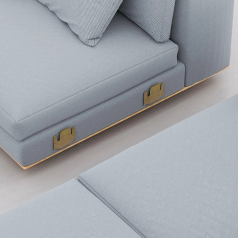 Close-up of Two Pack Couch Clip Interlock Brackets for Sectional Sofas showing metal connectors securing sofa sections.