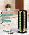 K Cup Holder Carousel Stand For Keurig Pods, 360 Degree Rotation, 48 Pod Organizer, Black Cast Iron Coffee Pod Rack Kitchen