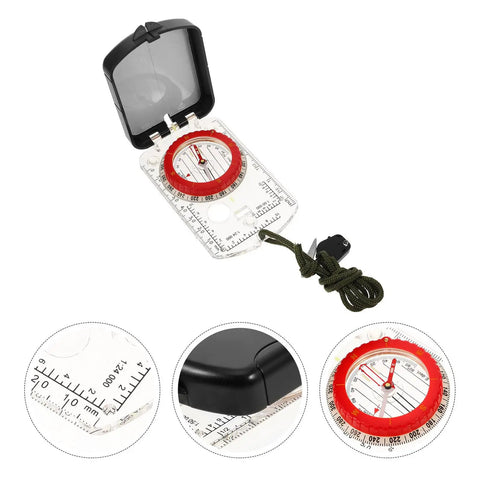 Orienteering Hiking Compass With Ruler And Mirror, Luminous Pocket Compass For Outdoor Navigation And Survival with ABS case