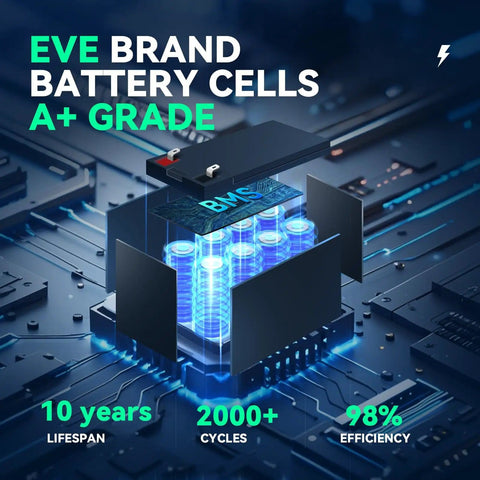12V 10Ah LiFePO4 Deep Cycle Battery With Built In 20A BMS And F1 Terminal 5000 Plus Cycles Lightweight Lithium cell diagram
