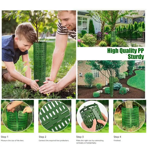 Beefed Up Tree Bark Protector Guard For Trees And Shrubs Tough Trunk Shield That Stops Animal Damage Breathable Plant Cage For Lawn Care And Orchard Deer Proof Outdoor Wrap Easy Install Garden Defense, green PP, 381x254 mm