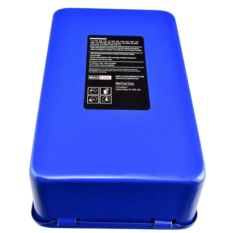 Case for 29-Piece Twist Drill Bit Set With 8 Percent Cobalt M42 For Hardened Steel And Cast Iron, jobber length, blue plastic