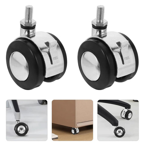 4 Pack Heavy Duty Office Chair Casters With Brake, Silent Dual Wheel Replacement Set For Gaming And Computer Seats shown with locking mechanism.
