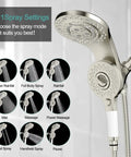 Magnetic 2 In 1 Shower Head With Handheld Sprayer And On Off Water Saving Switch Eight Spray Hand Held Wand Flexible Anti Kink Hose