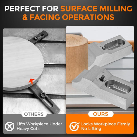Comparison of low profile side clamp vise set for milling machines, 2 pack, 60kN clamp force with traditional clamps