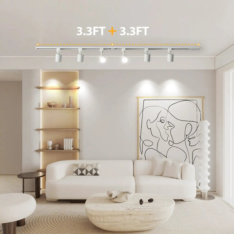 Five Color Adjustable Eight Light LED Track Lighting Kit With Six Point Six Foot H Type Rail Dimmable Kitchen Ceiling Spotlight