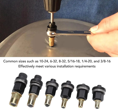Heavy Duty Rivet Nut Tool Kit for M3 to M10 Nuts with 16 Inch Long Handle for Maximum Leverage, Carbon Steel Rivet Nut Plier, Manual and Drill Compatible, Pro Grade Performance, No-Sweat Setup and Fast, Secure Nut Installations, drill adapter and mandrels