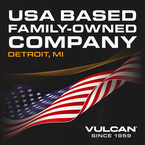 USA based family-owned company in Detroit, MI with American flag and Vulcan logo since 1959.
