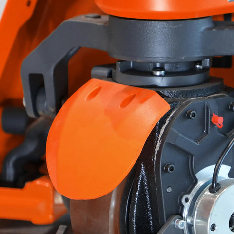 Close-up of the motor cover on the Heavy Duty 3300 Lbs Electric Pallet Jack With Removable Lithium Battery, Fast Charging 24V 20Ah.