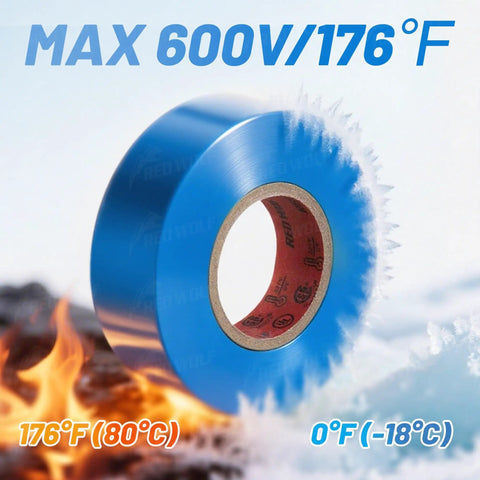 Blue Electrical Tape 5 Pack 3/4 Inch By 66 Feet Industrial Grade Pro Grade Tough 7 Mil Thick Flame Retardant Waterproof PVC Tape 600V UL Listed CSA Listed