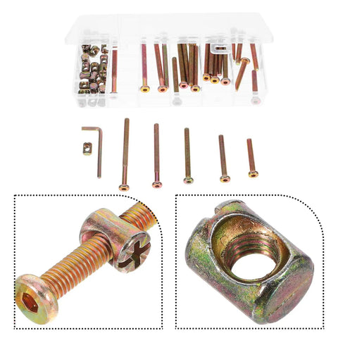 49Pcs M6 40 To 80Mm Hex Socket Head Screws And Barrel Nuts Grab And Go Kit with transparent case display