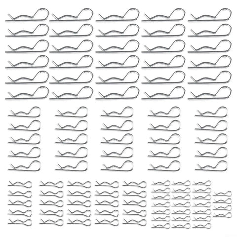 100 Piece Galvanized Carbon Steel R Cotter Pin Kit With Handy Storage Box For Tractor, Trailer, Machinery And Automotive Fastening Repair