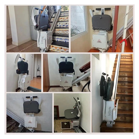 Climb Stairs Without The Hassle Using This Heavy Duty Seat Elevator Chair Lift For Home And Villa Standing Model on stairs.