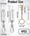 Thread gauge keychain calipers, portable vernier thread checkers; metal silver and gold tones with keyrings, 4-piece set