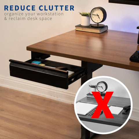 16 Inch Under Desk Slide Out Drawer Without Shell Steel Black Home Office Storage Organizer Fits Standing And Fixed Desks Easy Mount