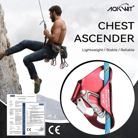 Chest Ascender Rope Grab Go-To Tree Climbing And Rappelling Gear Ultralight Durable Aluminum Alloy Rescue Equipment CE Certified