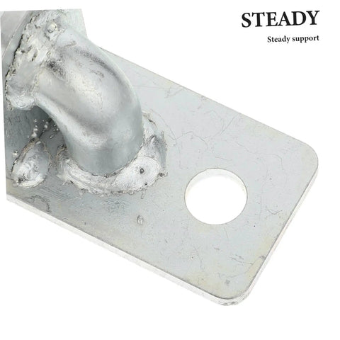 Heavy Duty Wall Mount Gate Hinge Kit For Barn Doors And Fence Posts Smooth As Butter Silent Glide Easy Install Pro Grade rust resistant silver steel bracket detail.