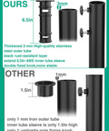 Comparison of 6.5in stainless steel tube and 1.5in iron tube for Universal Umbrella Pole Mount Tube And Base Replacement Parts Set.