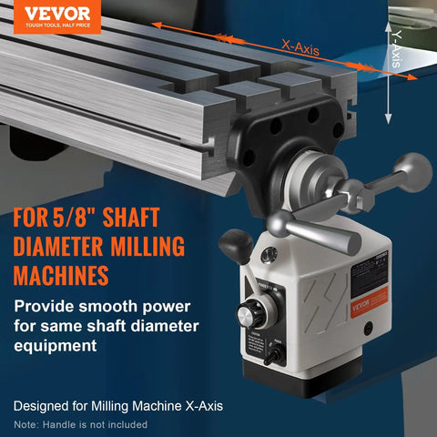 X Axis Power Feed For Milling Machines, 450 In-Lb Torque, 0-200 RPM Speed Control shown attached to milling table