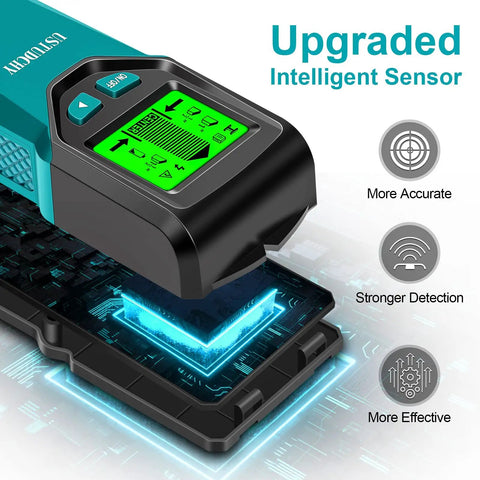 Heavy Duty 5 In 1 Electronic Stud Finder And Wall Scanner with smooth LCD readout detecting hidden materials.
