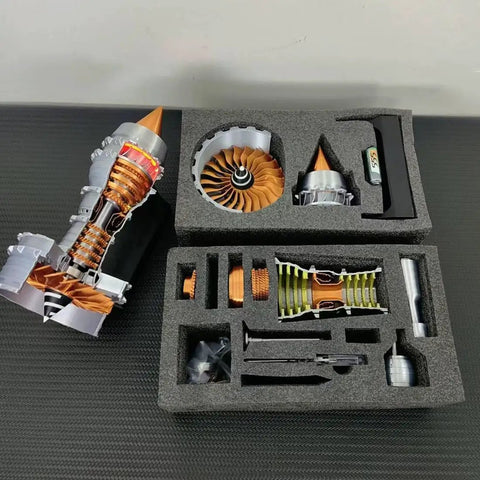 Turbofan Engine Model Kit With Sensor Base And Blue LED Light Trent 900 Simulated Aircraft Engine For Hands On Science Education With Transparent Casing And Working Throttle Lever, ABS 27x12x14 cm kit with AA battery