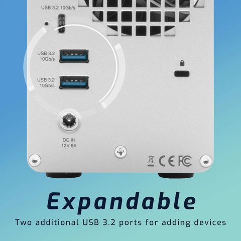 No Sweat Two Terabyte External Solid State Drive Bundle Featuring Thunderbolt 3 Quick Transfer Build showing two USB 3.2 ports.