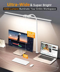 LED Clamp Desk Lamp With Gooseneck, Eye Care Desk Light For Home Office, Remote Control, over monitors and keyboard
