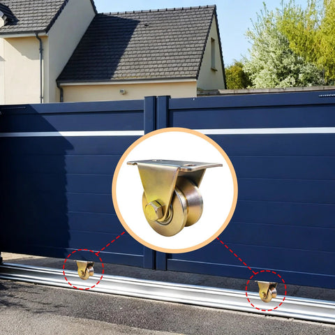 heavy duty v groove gate casters fitted on sliding gate