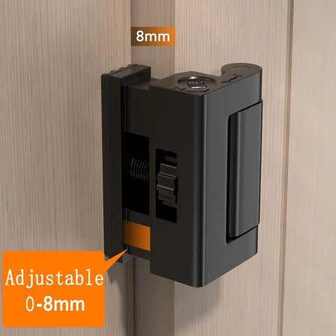 White Adjustable Portable Door Lock Rock Solid Security Reinforcement For Hotels Dorms, showing adjustable feature up to 8mm.