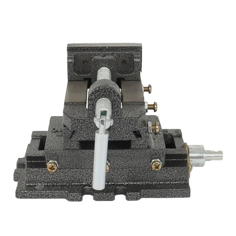 No Nonsense 3 Inch Cross Slide Vise Featuring X Y Dual Crank Handles for tough metal milling, top view, sturdy design.