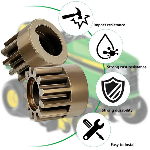 Lawn Sweeper Wheel Drive Pinion Replacement Kit For John Deere Groundwork Bray Hardy 42 Inch STS Models Two Pack showing durable bronze gears.