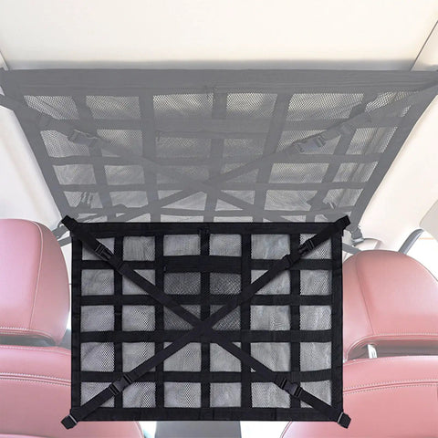 Extra Large Car Ceiling Cargo Net With Reinforced Mesh For Overhead Storage in vehicle interior, securing lightweight items