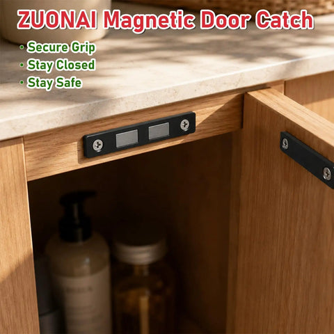 Sturdy 3 Pack Cabinet Magnets That Lock Like A Champ With Double Magnet Power Keeping Doors Shut Tight And Kids Safe At Home While Super Slim Design Stays Totally Invisible On Any Drawer Or Cupboard For Ultimate Easy Install.
