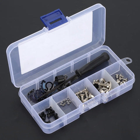 Super Tight Industrial Sewing Machine Screw Kit With Stainless Steel Shrapnel And Needle Parts To Fix Presser Feet Bobbins Fast in clear storage box