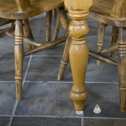 Wooden chair leg with No Tools Needed Screw On Furniture Glides With Strong Suction Cups For Wooden Chairs And Other Furniture Protect Floors In Home And Office Use Easy Install No Drill Required on tile floor