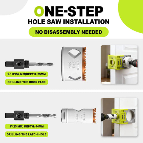 Door Lock Installation Kit For Metal And Wood Doors With Adjustable Guide Template And Bi Metal Hole Saw Set image