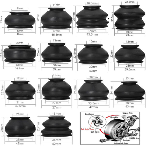 Universal Tie Rod Boots And Ball Joint Dust Cover Replacement Kit Flexible Rubber Boot For Various Sizes