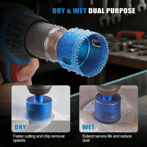 Diamond Hole Saw Kit 10 Piece Brazed Diamond Tile Drill Bits Set With EVA Guide Jig for dry and wet tile or glass cutting