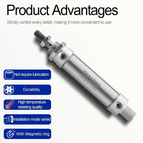 Stainless Steel Mini Pneumatic Air Cylinder MA 25x50 Bore 25mm Stroke 50mm Double Acting Single Rod Compact Actuator product advantages