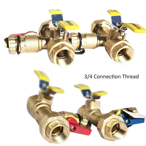 3/4-Inch IPS Lead Free Isolator For Tankless Water Heaters Kit With Full Port Brass Ball Valves, FNPT Connectors, two angles