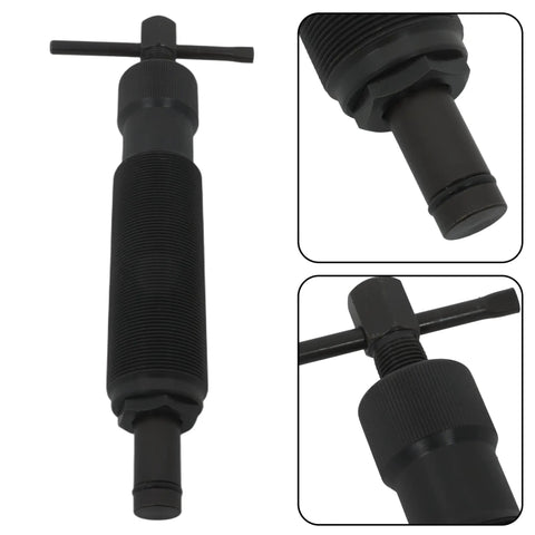 10 Ton Hydraulic Wheel Hub And Drive Shaft Puller Kit For 4 And 5 Stud Car Rides featuring a heavy duty threaded pulling tool close-up.
